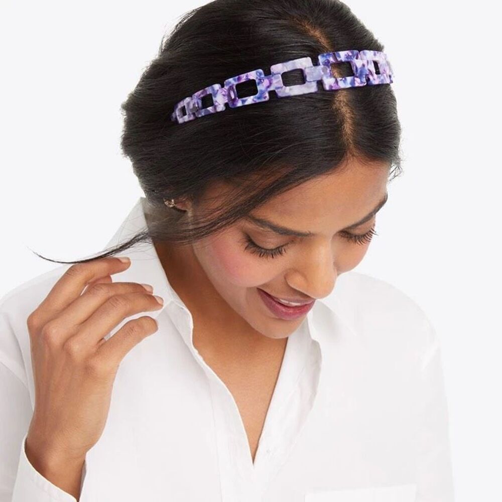 NWT Womens Draper James Chain Link High Fashion Headband in Purple Tortoise